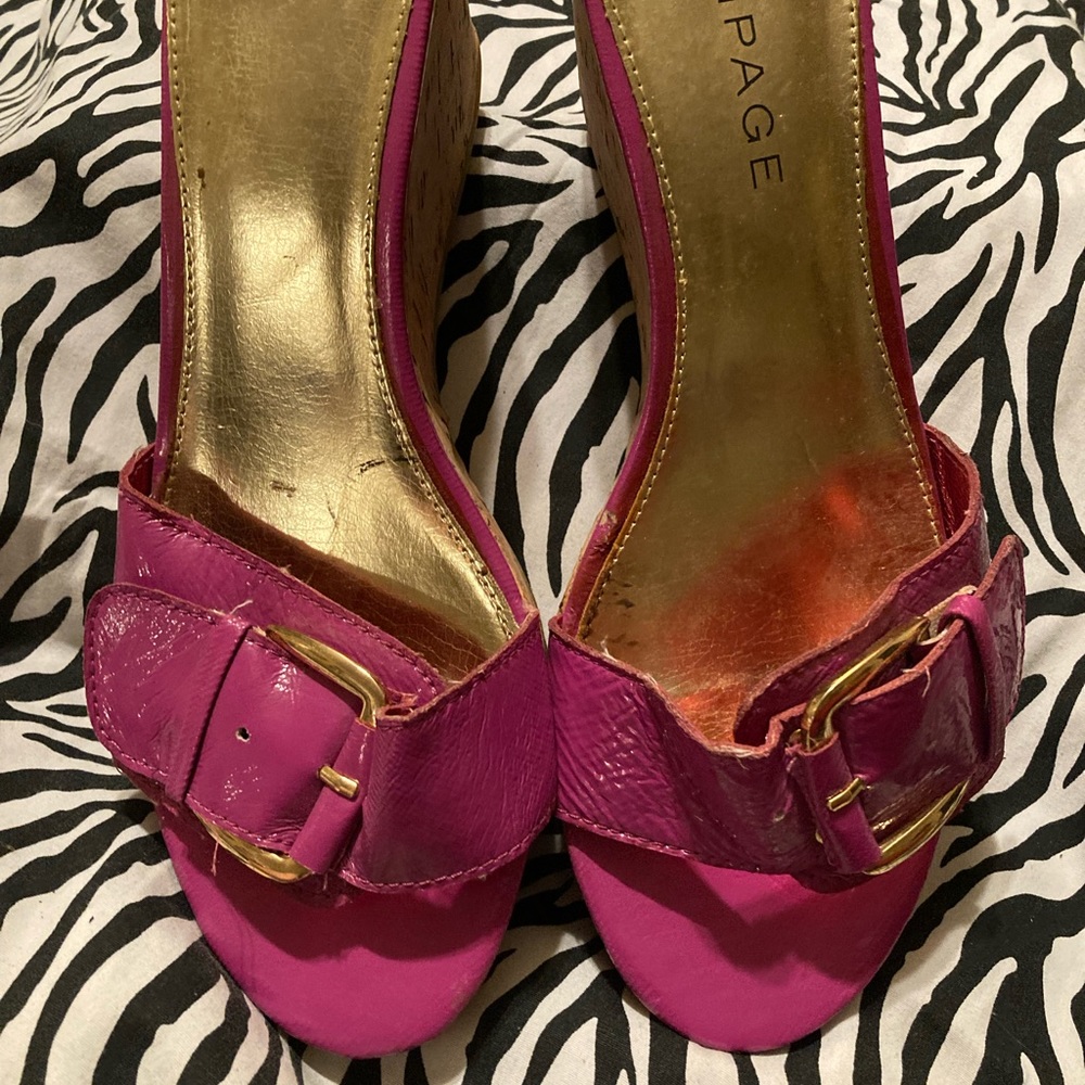 Ladies Size 9 1/2 Rampage Wedge Slides - Picture 2 of 10